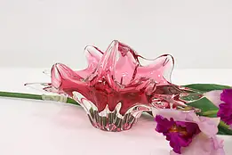Murano Vintage Italian Cranberry Art Glass Centerpiece Bowl #50888