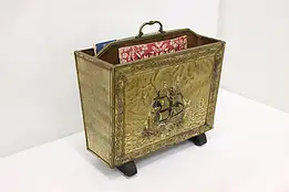 Sailing Ships Antique Embossed Brass Magazine or Music Rack #50616