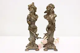 Carmen & Mignon Pair Art Nouveau Antique Sculptures Signed #50882