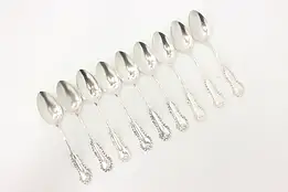 Sterling Silver Set of 9 Antique Teaspoons Mono D #50666