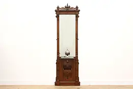 Victorian Eastlake Antique Carved Pier Mirror, Marble Shelf #50460