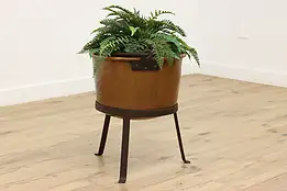 Farmhouse Antique Copper Candy Kettle or Cauldron & Stand #51218