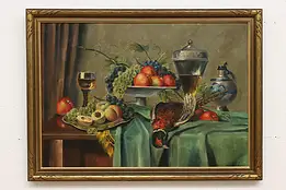 Bird Still Life Vintage Original Oil Painting Gebhardt 43.5" #50632