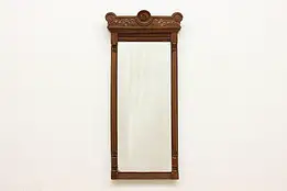Victorian Antique Carved Walnut Wall Bedroom or Entry Mirror #50644