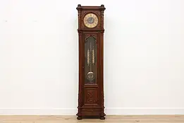 German Antique Tall Case Grandfather Clock, Faces, Becker #47211