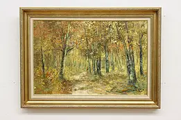 Paris Park Vintage Original Oil Painting Signed 44" #51475