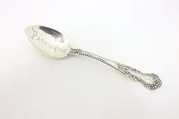 Sterling Silver Antique Engraved Tea Spoon, Signed, Flowers #50677