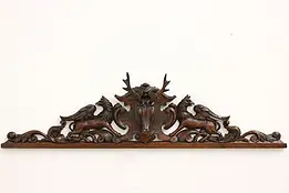 Black Forest Antique Architectural Salvage Oak Stag Crest #51678