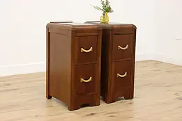 Pair Vintage Art Deco Waterfall Nightstands End Side Tables #51707