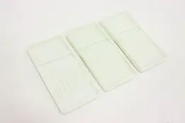 Set of 3 Antique Milk Glass Dental Trays, American Cabinet #51985