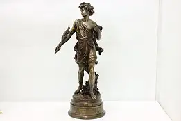 Hippomene Greek Figure Vintage Cast Metal Sculpture 32" #50304