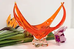 Canadian Vintage Blown Red & Orange Glass Sculpture, Chalet #49306