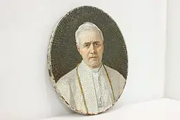 Italian Pietra Dura Marble Mosaic Portrait of Pope Pius X #52482