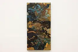 Textured Abstract Vintage Original Enamel Painting Vital 36" #52667