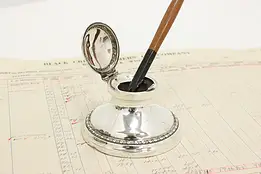English Victorian Antique Sterling Silver Inkwell #50026
