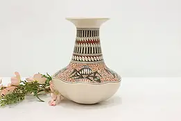 Mexican Vintage Mata Ortiz Pottery Vase, Lizards, Martinez #52579