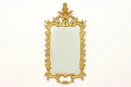 Italian Vintage Ornate Burnished Carved Gold Hall Mirror #52569