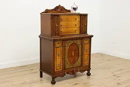 Tudor Design Carved Walnut Tall Chest or Dresser, Albert #52681