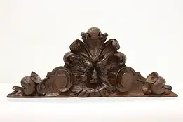 Renaissance Antique Carved Walnut Salvage Crest, Green Man #52941
