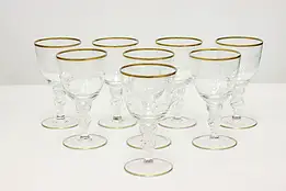 Set of 8 Vintage Etched Seagull Wine Glasses, Lyngby Denmark #48981