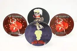 Set of 4 Vintage Liquor Advertisement Plates, Signed #48604