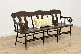 Farmhouse Antique 1840s Painted Deacon, Hall or Porch Bench #52952