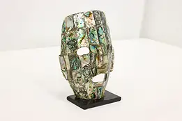 Mayan Vintage Ceremonial Abalone Shell Mask on Stand #52243