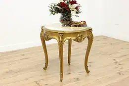 French Antique Carved Gold Onyx Top Parlor or Coffee Table #53110