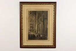 English Cathedral Antique Original Engraving Print, Haig 43" #46626