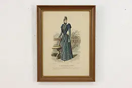 French Antique Fashion Magazine Lithograph Print 18" #53401