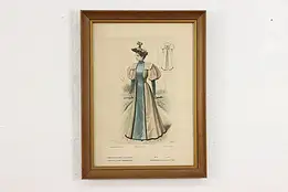 French Antique Fashion Magazine Lithograph Print 18" #53402