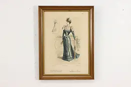 French Antique Fashion Magazine Lithograph Print 18" #53403