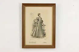 French Antique Fashion Magazine Lithograph Print 18" #53404