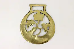 Horse Antique Brass Harness Medallion, Leaves #49560
