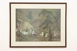 Asian Warriors in Mountains Vintage Original Print 48.5" #53563