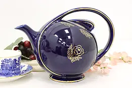 Asian Design Vintage Painted Blue Porcelain Teapot, Hall #53605