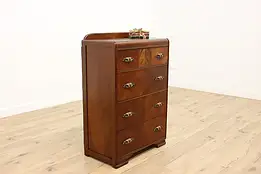 Art Deco Vintage Waterfall Tall Chest Dresser Bakelite Pulls #51059