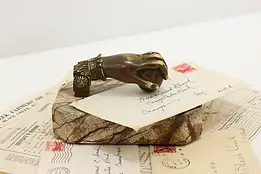 Classical Antique Bronze Hand & Marble Base Paperweight #53424