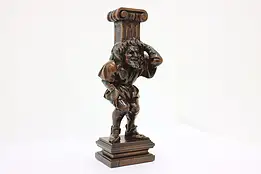 Renaissance Antique Carved Walnut Salvage Jester Sculpture #53755