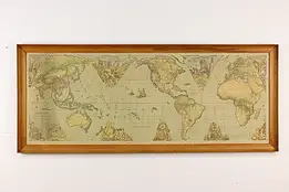 WWII Vintage Framed World Map, Welders, Electric Fusion 66" #53743
