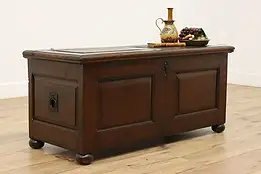 French Farmhouse Antique Oak Dowry Blanket Chest or Trunk #53805