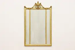 Georgian Vintage Carved Gold Beveled Mirror, Ethan Allen 47" #53788
