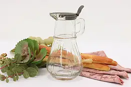 Farmhouse Antique Glass & Tin Syrup Pitcher #52651