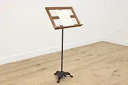 Victorian Antique Iron & Oak Adjustable Music Stand #53855