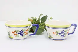 Pair of Quimper Vintage Hand Painted Coffee Cups or Mugs #51386
