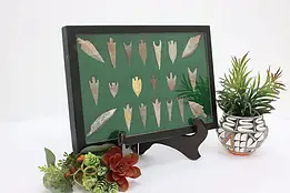 Set of 20 Antique Indigenous Stone Arrowheads in Case #43645