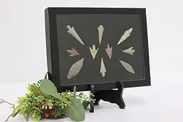 Set of 10 Indigenous Antique Stone Arrowheads in Case #44777