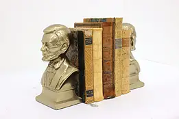 Pair of President Lincoln Vintage Brass Plated Bookends, PM #53889