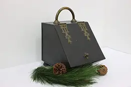 Victorian Antique Painted Iron & Brass Coal Scuttle or Hod #53783