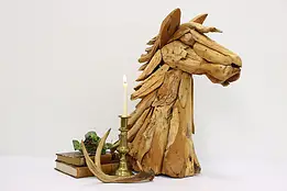 Farmhouse Vintage Coastal Driftwood Wild Horse Sculpture #54174